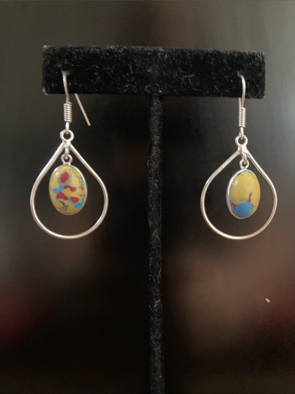 Yellow Multicolor Teardrop Stone Earrings - Women Jewelry